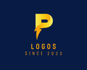 Volt - Lightning Bolt Letter P logo design