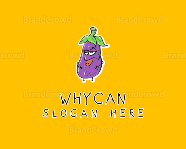 Cartoon Eggplant Veggie Logo