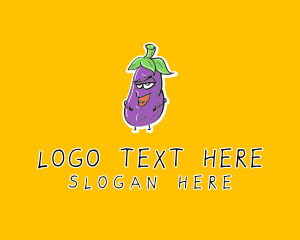 Vegan - Cartoon Eggplant Veggie logo design