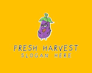 Veggie - Cartoon Eggplant Veggie logo design