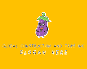 Farmer - Cartoon Eggplant Veggie logo design