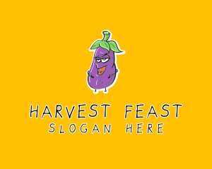 Cartoon Eggplant Veggie logo design