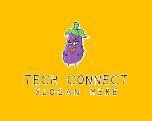Grocer - Cartoon Eggplant Veggie logo design