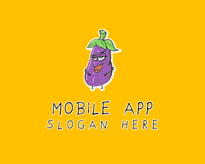 Grocer - Cartoon Eggplant Veggie logo design