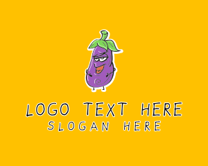 Grocery - Cartoon Eggplant Veggie logo design