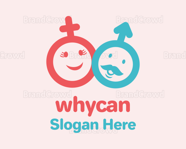 Woman & Man Cartoon Symbol Logo