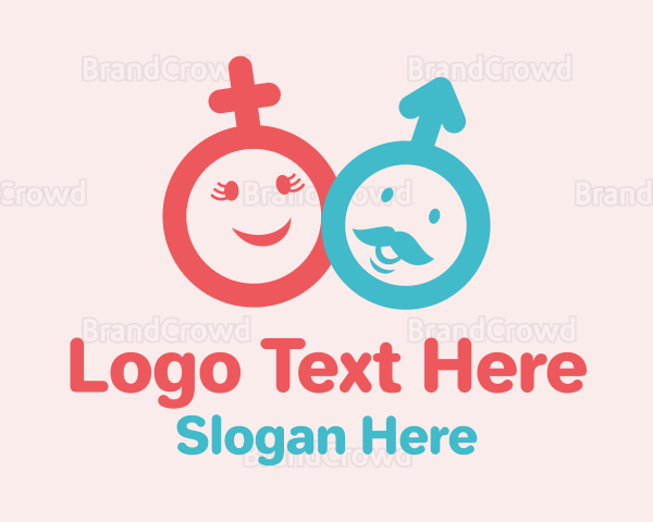 Woman & Man Cartoon Symbol Logo