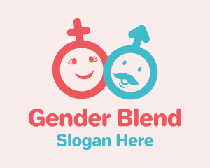 Gender - Woman & Man Cartoon Symbol logo design