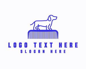 Dachshund - Dog Comb Grooming logo design