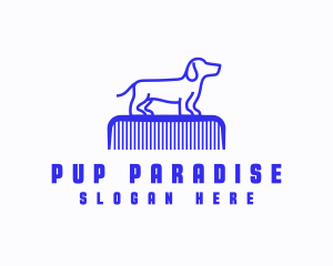 Dog Comb Grooming logo design