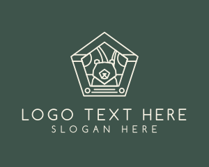 Polygon - Pentagon Bear Badge logo design