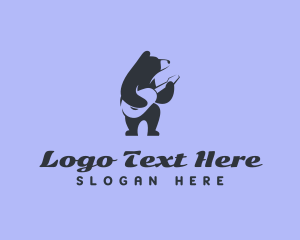 Theater - Bear Guitar Musician logo design