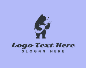 Singer - Bear Guitar Musician logo design