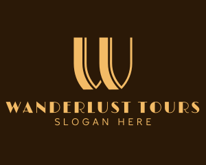 Luxury Art Deco Hotel Letter W logo design