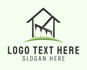 Lawn - Garden House Rake logo design