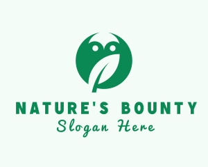 Natural Owl Leaf logo design