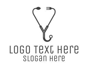 Black And White - Dietician Food Stethoscope logo design