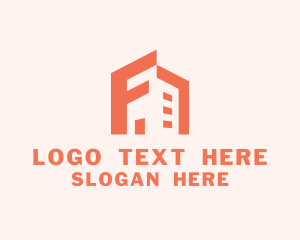 Letter F - Geometric Building Tower logo design