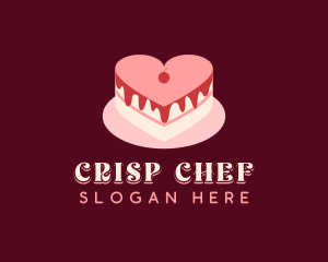 Heart Cake Dessert logo design