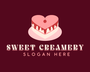 Heart Cake Dessert logo design