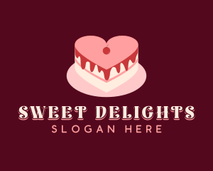 Heart Cake Dessert logo design