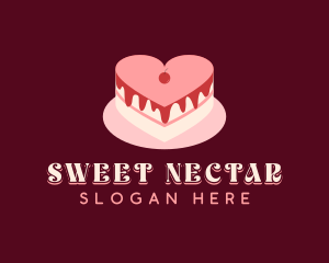 Heart Cake Dessert logo design