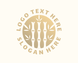 Gold - Bamboo Tree Leaves logo design