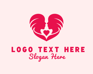 Hairstyling - Lady Romance Heart logo design