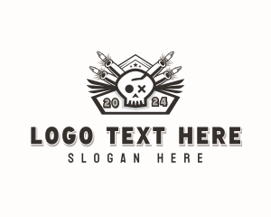 Rocket Launcher - Marksmanship Skull Guns logo design