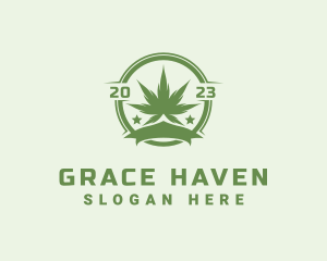 Hemp - Marijuana Plant Badge logo design