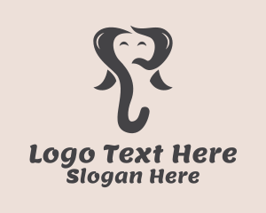 Happy Elephant Cartoon  Logo