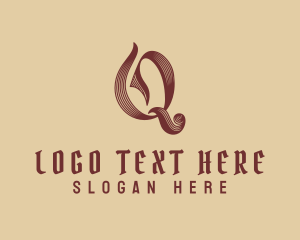 Typography - Antique Artistic Script Letter Q logo design