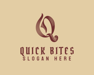 Antique Artistic Script Letter Q logo design