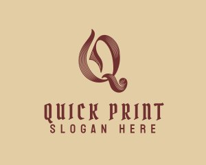 Antique Artistic Script Letter Q logo design