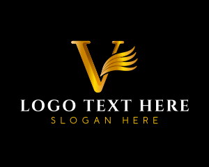 Wing - Elegant Feather Wing Letter V logo design
