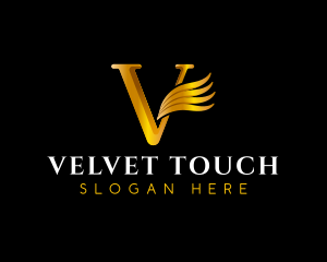 Elegant Feather Wing Letter V logo design