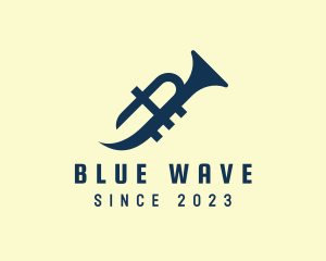 Blues - Blue Trumpet Letter A logo design