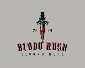 Skull Blood Dagger logo design