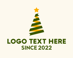 Christmas Tree - Ribbon Christmas Tree Decor logo design