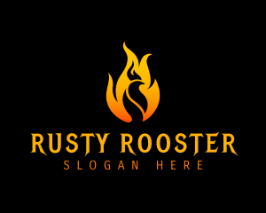 Fire Rooster Flame logo design