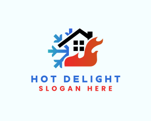 House Flame Snow HVAC logo design