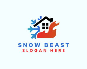 House Flame Snow HVAC logo design