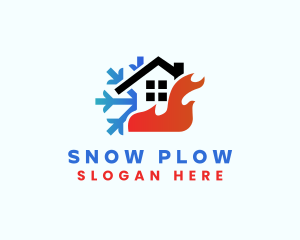 House Flame Snow HVAC logo design