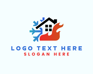 Warm - House Flame Snow HVAC logo design