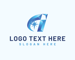 Swoosh - Elegant North Star Letter I logo design
