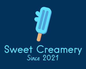 Creamery - Blue Ice Cream Popsicle logo design