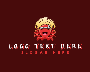 Asian Food - Octopus Takoyaki Food logo design