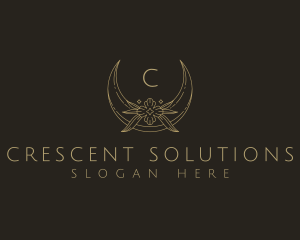 Floral Crescent Moon logo design