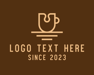 Line Art - Brown Cafe Letter U logo design