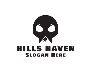 Skeleton Skull Mountain logo design